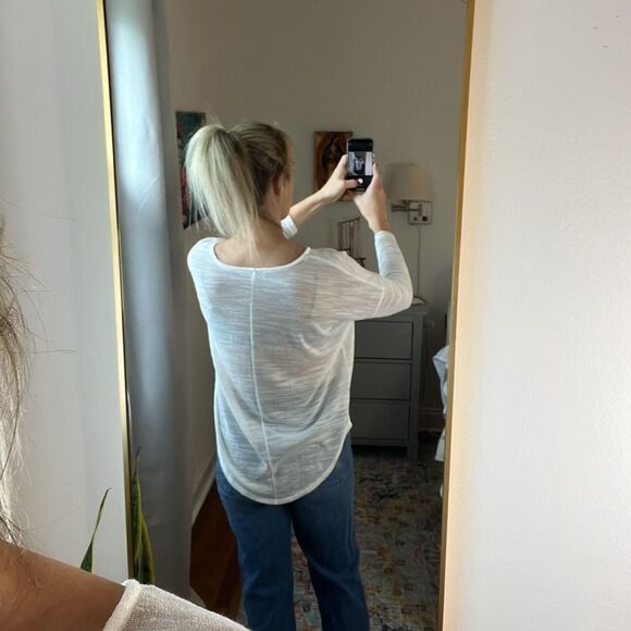 Oak‎ & Fort Linen Like White Blouse Size Medium - Picture 4 of 7